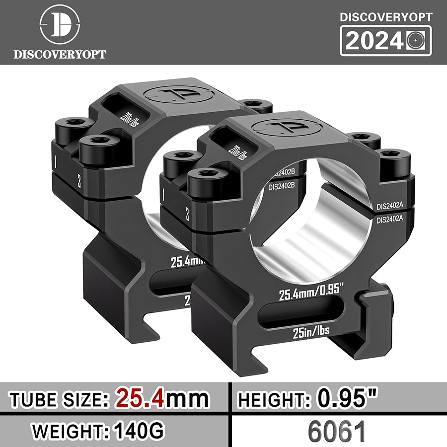 DISCOVERYOPT 6061 Aluminum Scope Rings - Medium Profile 25.4MM/30MM/34MM/35MM Scope Mount