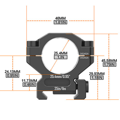 DISCOVERYOPT 6061 Aluminum Scope Rings - Medium Profile 25.4MM/30MM/34MM/35MM Scope Mount