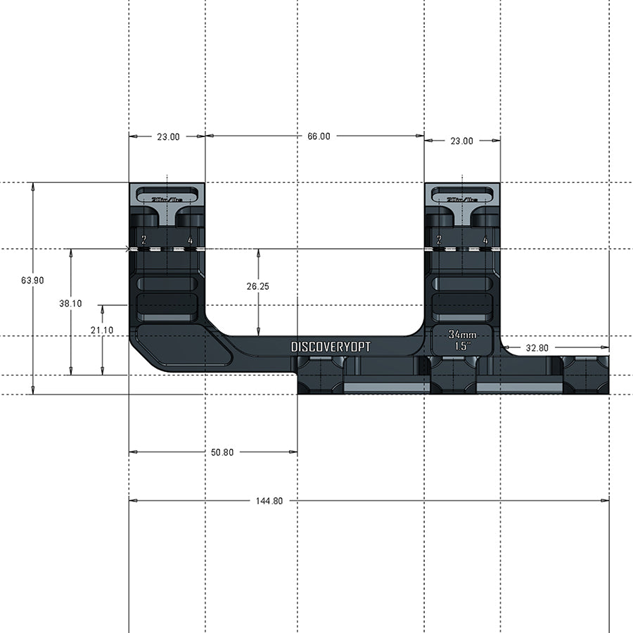 0 MOA Scope Mount, 34mm Cantilever Mount, 1.5inch Scope Mount, Picatinny Scope Mount