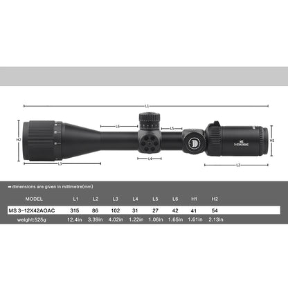 MS 3-12X42AOAC cubierta protectora mejorada resistente a los golpes Visor óptico 