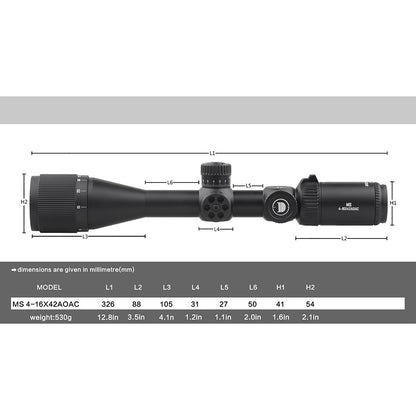 MS 4-16X42AOAC cubierta protectora mejorada resistente a los golpes Visor óptico 