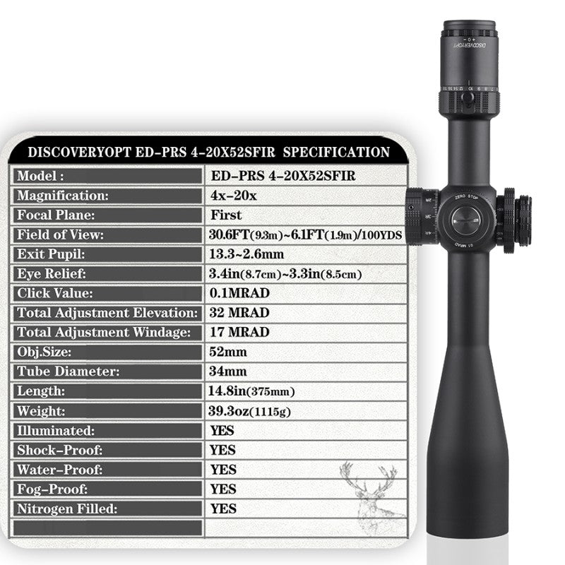 ED-PRS 4-20X52SFIR FFP optics Scopes - DiscoveryOpt Rifle Scopes-UK - 