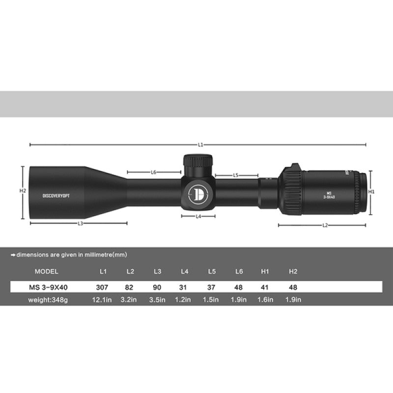 Mira telescópica MS 3-9X40, resistencia extrema a los golpes, compatible con pistola de resorte