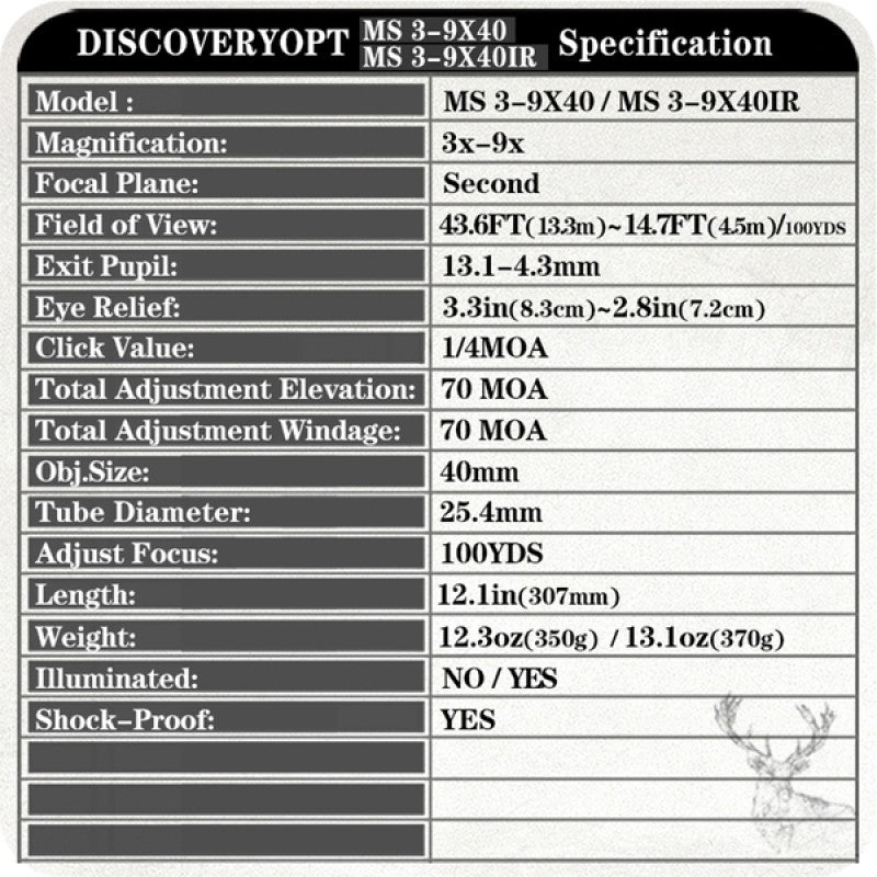 3-9X40 Riflescope, Extreme Shock Resistance, Spring Gun Compatible